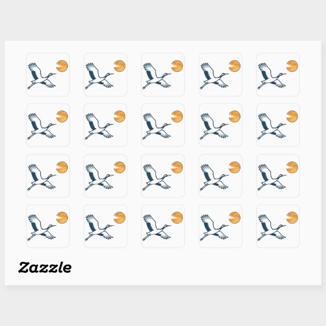 Sticker Carré Moonlit Crane (Feuille)