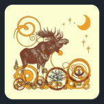 Sticker Carré Moose Christmas<br><div class="desc">Voir plus Designs de Noël par Sandra</div>