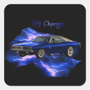 Sticker Carré Mopar : Chargeur de Dodge 69
