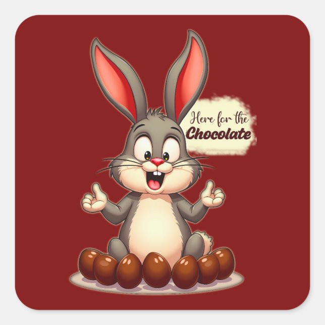 Sticker Carré More Chocolate – Funny Easter Bunny - Autocolante (Devant)