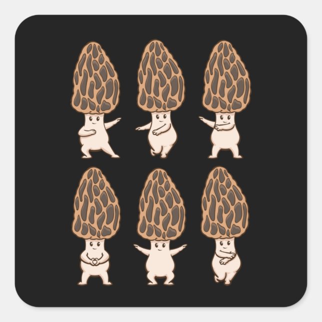 Sticker Carré Morel Champignons Hunter Mycologie Cadeau Morel (Devant)