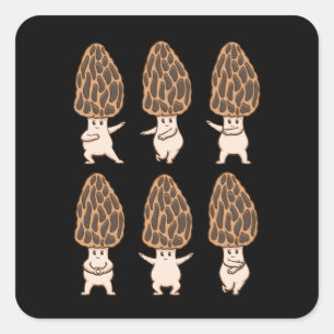 Sticker Carré Morel Champignons Hunter Mycologie Cadeau Morel