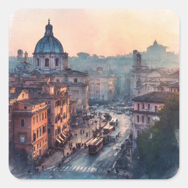 Sticker Carré Morning in Rome (Devant)