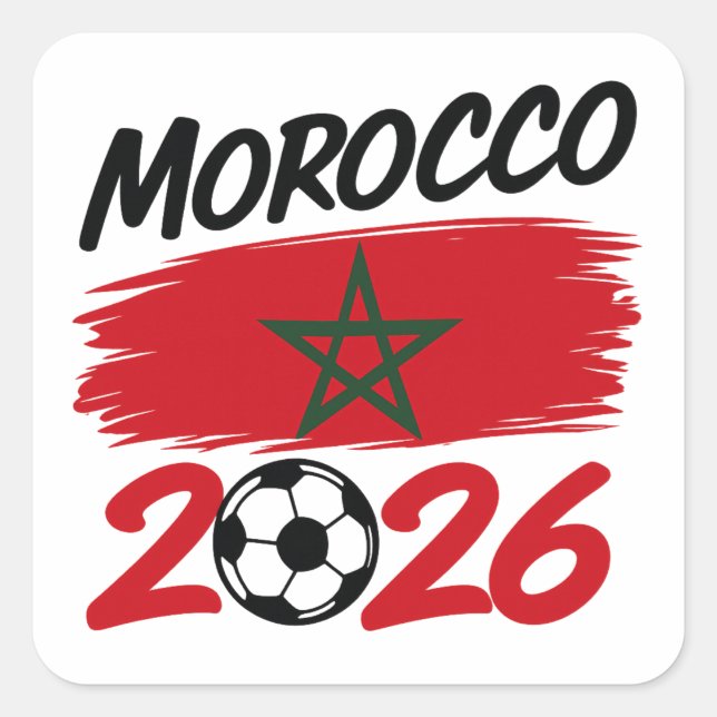 Sticker Carré Morocco 2026 Soccer Fan Football Supporter Pride  (Devant)