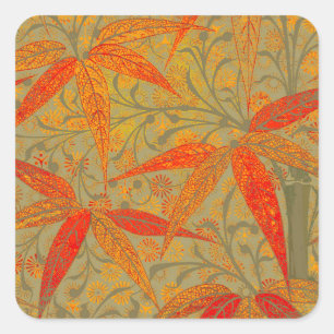 Sticker Carré Morris & Co. Motif Bamboo Godwin Orange et Sauge