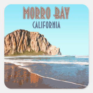 Sticker Carré Morro Bay Rock California Vintage