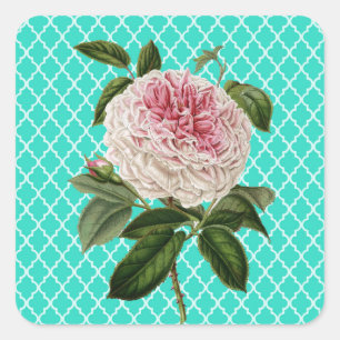 Sticker Carré morrocan tuile turquoise rose