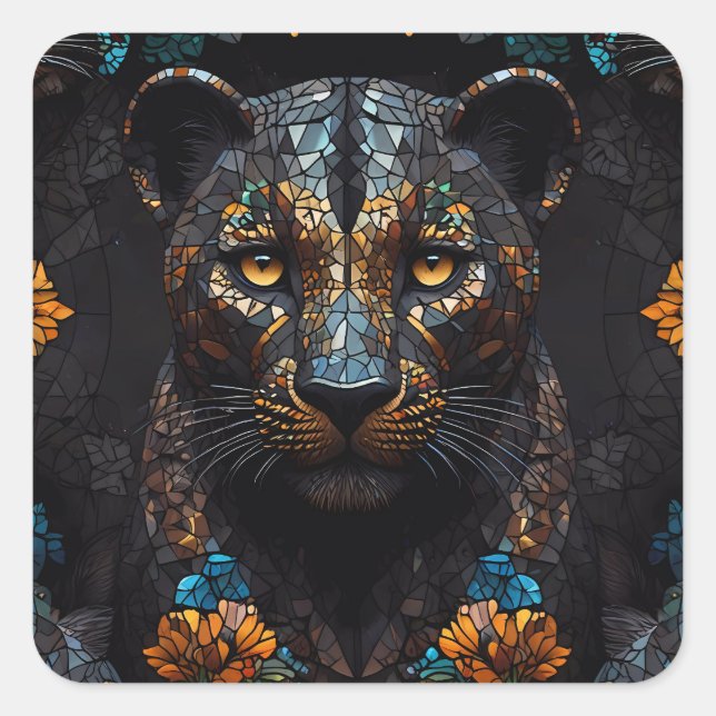 Sticker Carré Mosaic Leopard Majesty (Devant)