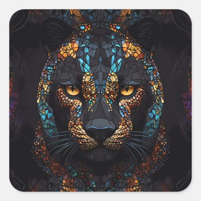 Sticker Carré Mosaic Panther Art (Devant)