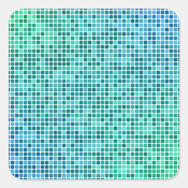 Sticker Carré Mosaïque de pixel bleu vert (Devant)