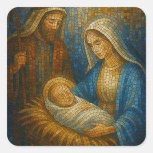 Sticker Carré Mosaïque de verre coloré de la Nativité   Sainte F