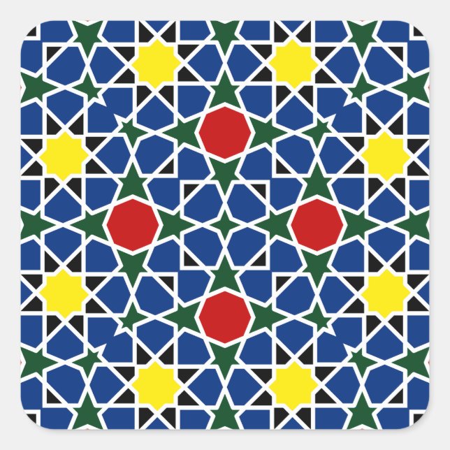 Sticker Carré Mosaïque marocaine Mosaïque géométrique Motif (Devant)