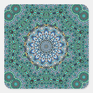 Sticker Carré Mosaïque turquoise Kaleidoscopique Réflexions Desi