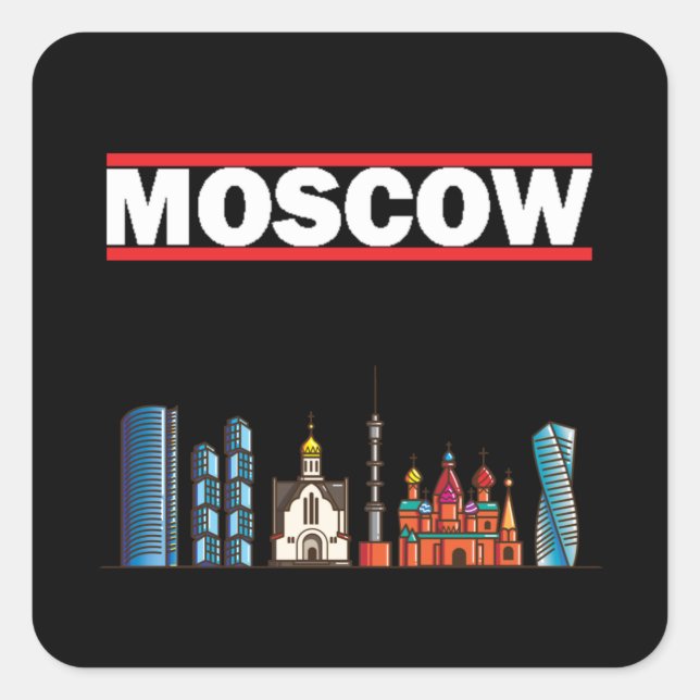 Sticker Carré Moscou - Le capital à couper le souffle de la Russ (Devant)