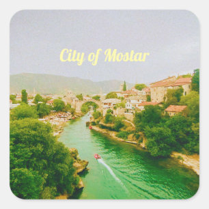 Sticker Carré Mostar ville - Bosnie-Herzégovine