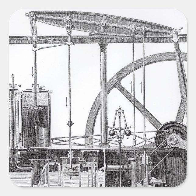 Sticker Carré Moteur à vapeur (Devant)