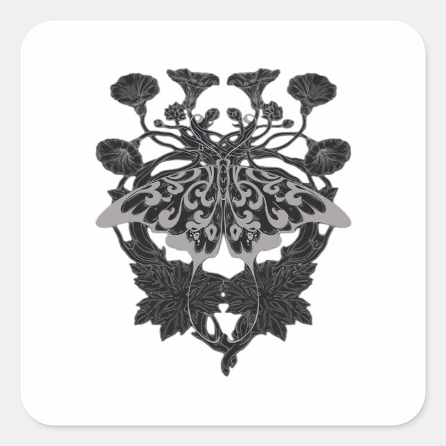 Sticker Carré Moth Talisman - Dessin Whimsigoth - Version blanch (Devant)