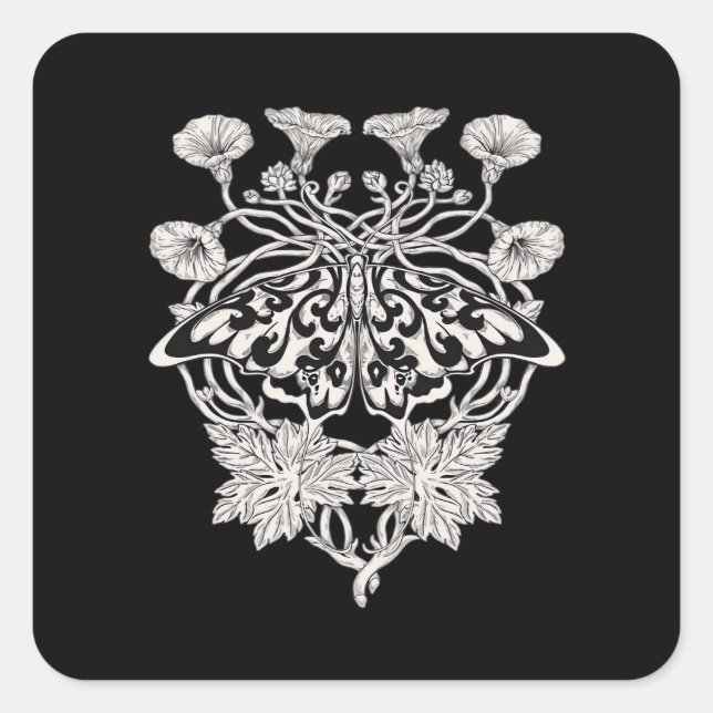 Sticker Carré Moth Talisman - Whimsigoth sérigraphie Style Drawi (Devant)