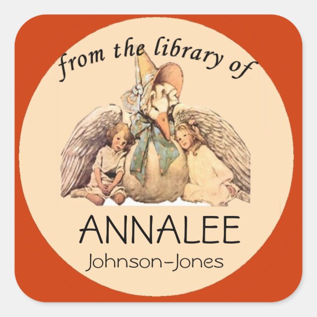 Sticker Carré Mother Goose de la bibliothèque de plaques (Devant)
