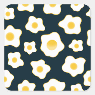 Sticker Carré Motif à fleurs aux oeufs frits mignons