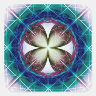 Sticker Carré Motif à fleurs géométriques