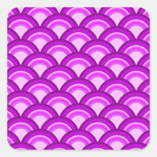 Sticker Carré Motif à vagues Art déco - violet et orchidée