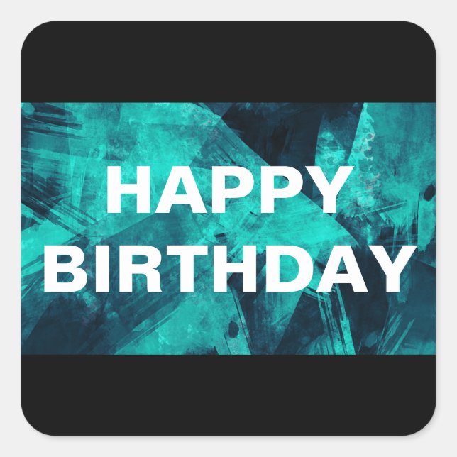 Sticker Carré Motif Abstrait bleu et Turquoise (Devant)