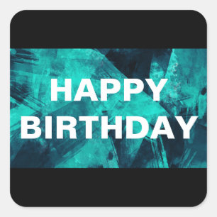 Sticker Carré Motif Abstrait bleu et Turquoise