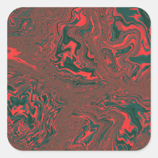 Sticker Carré Motif Abstrait de Marbre Liquide Rouge