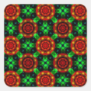 Sticker Carré Motif Abstrait Élégant Bohème Moderne Floral #504