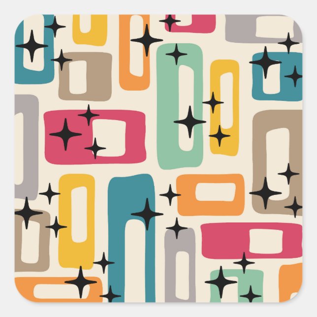 Sticker Carré Motif Abstrait moderne rétro du milieu du siècle (Devant)