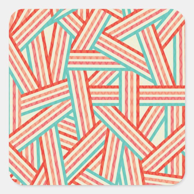 Sticker Carré Motif Abstrait rayé coloré (Devant)