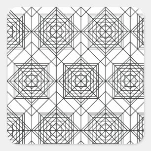 Sticker Carré Motif Abstrait vintage noir et blanc