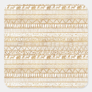 Sticker Carré Motif africain de la tribu Gold White
