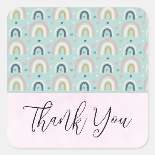 Sticker Carré Motif arc-en-ciel blanc mignon