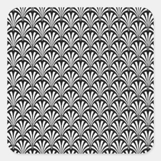 Sticker Carré Motif Art déco noir et blanc