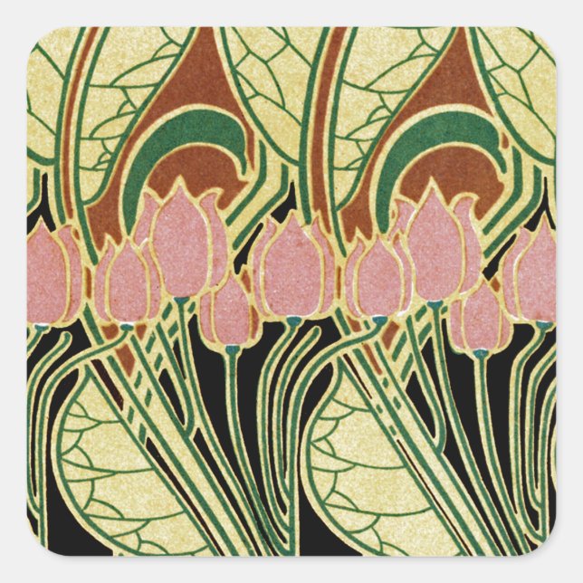 Sticker Carré Motif Art Nouveau #1 (Devant)
