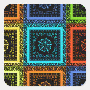 Sticker Carré Motif artistique à carreaux multicolores charmant