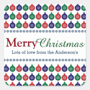 Sticker Carré Motif Bauble Noël personnalisé