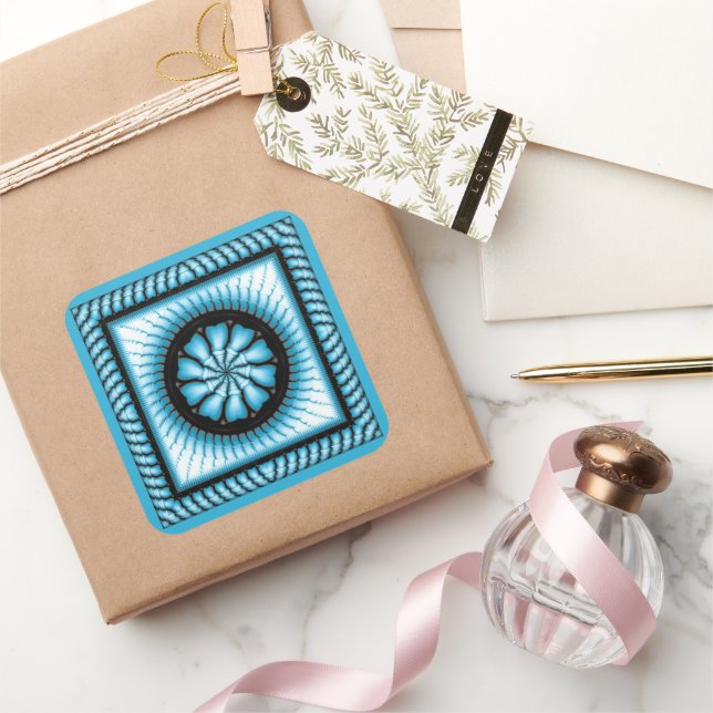 Sticker Carré Motif bleu abstrait (Cadeaux)