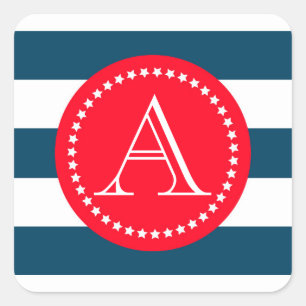 Sticker Carré Motif bleu et blanc