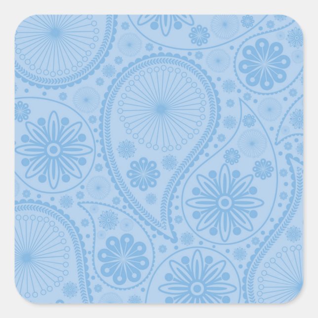 Sticker Carré Motif bleu paisley (Devant)