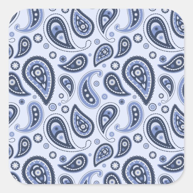 Sticker Carré Motif Blue Paisley (Devant)