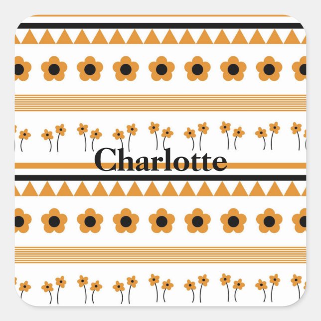 Sticker Carré Motif Boho triangle de bordure (Devant)
