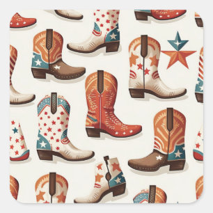 Sticker Carré Motif bottes Cowboy