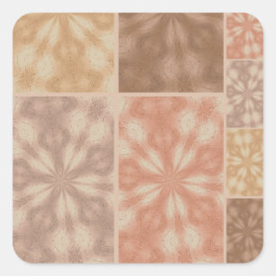 Sticker Carré Motif Brown rose beige