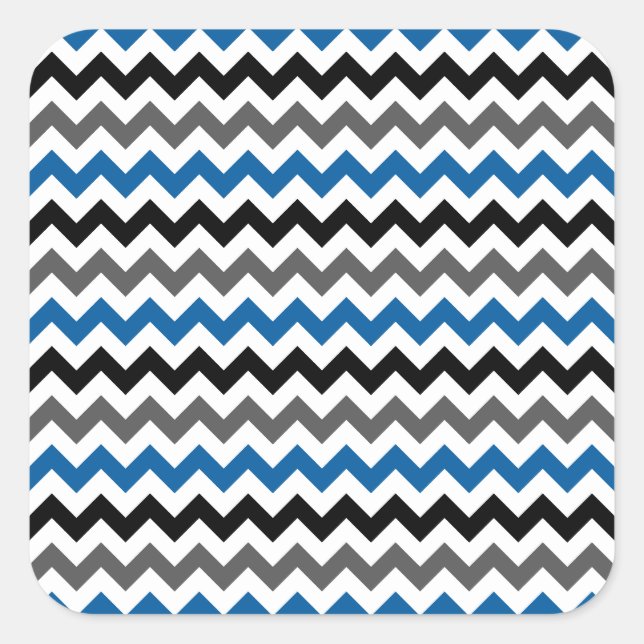 Sticker Carré Motif Chevron Arrière - plan bleu gris noir blanc (Devant)