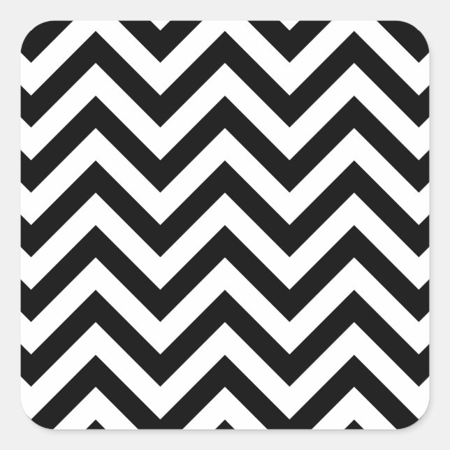 Sticker Carré Motif Chevron blanc noir simple (Devant)