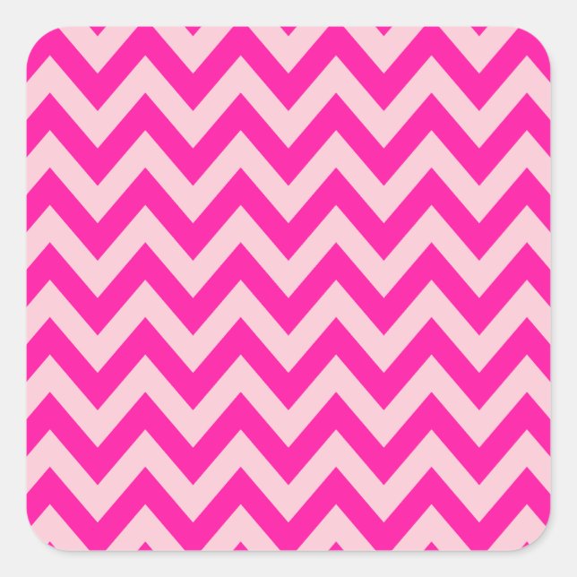 Sticker Carré Motif Chevron rose chaud (Devant)