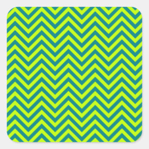 Sticker Carré Motif Chevron turquoise et Lime Green